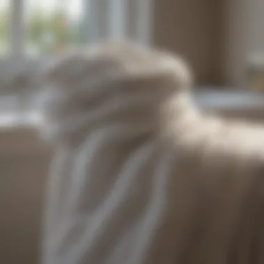 Towel Buildup and Wear Close-up of a towel showing signs of buildup and wear
