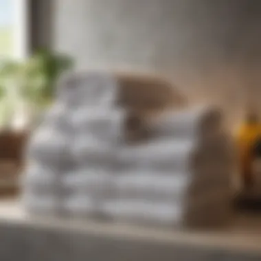 Luxurious Bath Towels Luxurious, fluffy bath towels neatly arranged on a shelf