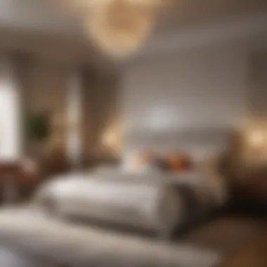 Stylish Bedroom with Ambient Fan Lighting Stylish bedroom featuring a fan with ambient lighting