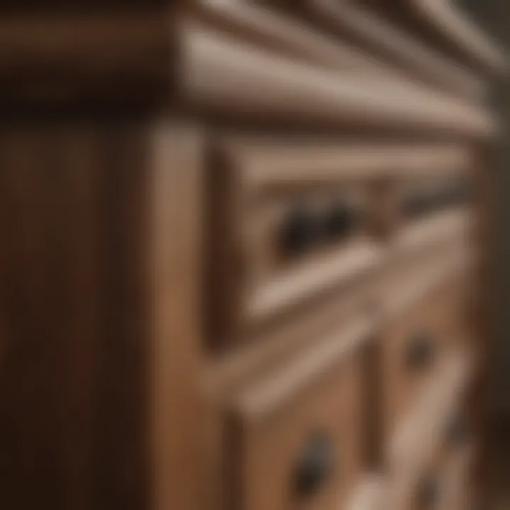 Close-up of the rich grain texture of solid oak furniture