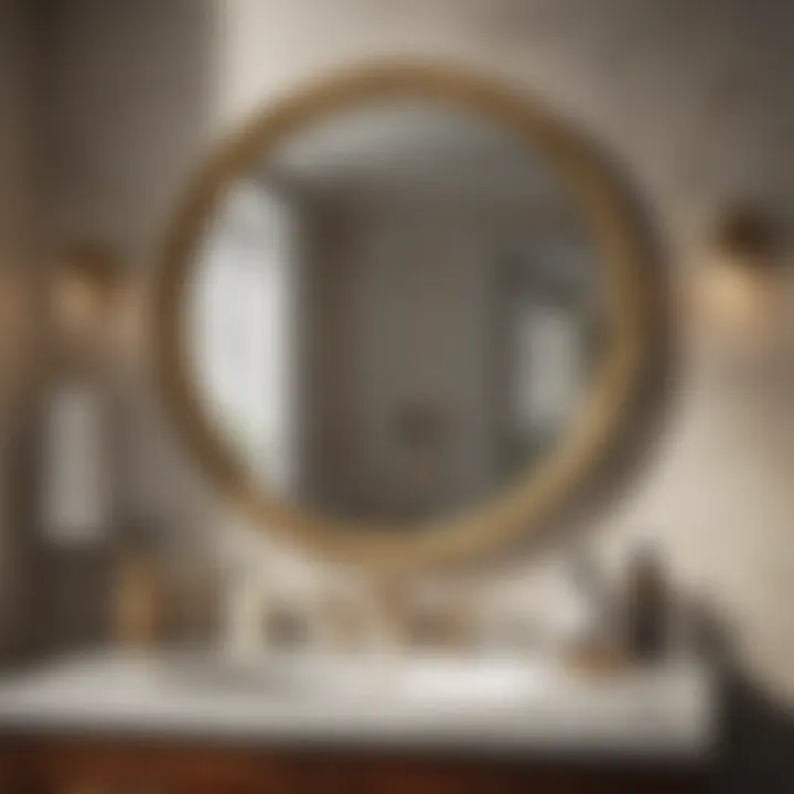 Elegant brass bath mirror reflecting a luxurious bathroom