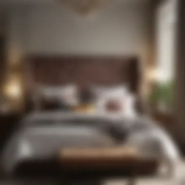 Cozy bedroom atmosphere created by a king set with a tall headboard