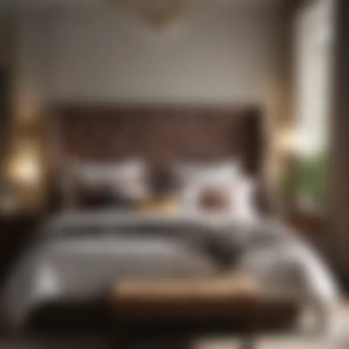 Cozy bedroom atmosphere created by a king set with a tall headboard