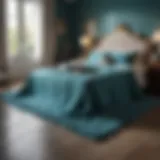 Luxurious aqua rug on a beautifully designed bedroom floor