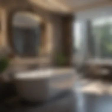 Sophisticated Bath Ambiance Luxurious bathroom with sleek materials and ambient lighting