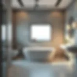 Luxurious bathroom with modern tile design