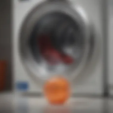 A close-up of laundry detergent pods on a washing machine