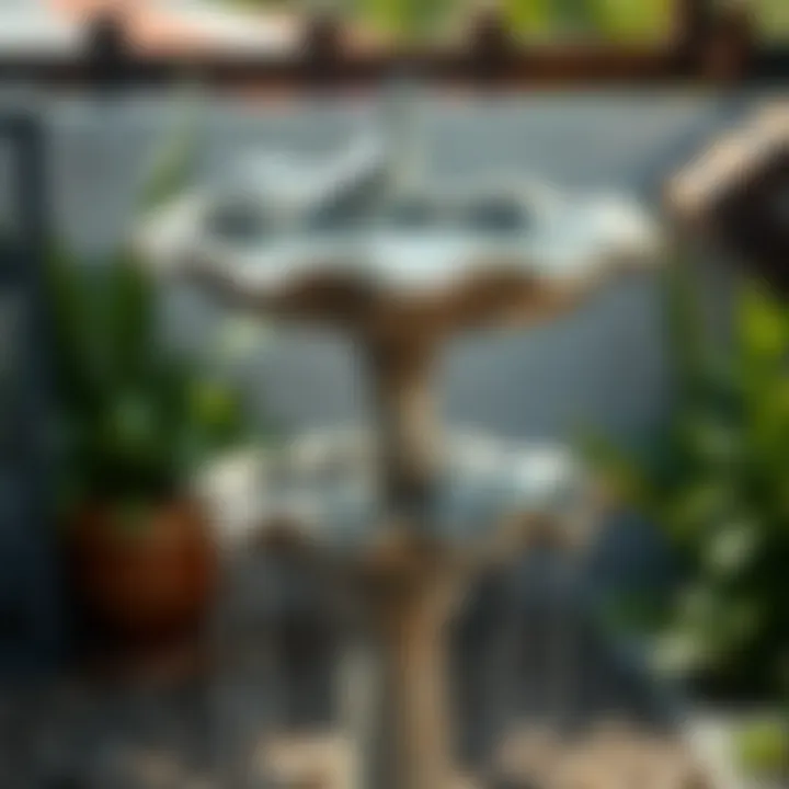 Artistic Bird Bath with Cascading Water Feature Artistic bird bath design with cascading water