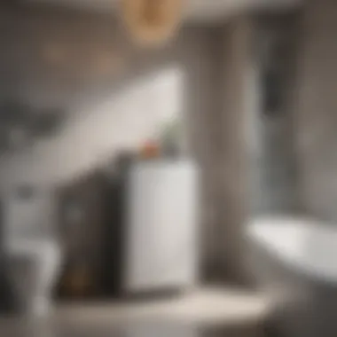 Elegant Mini Fridge Placement in Bathroom Elegantly designed mini fridge in a luxurious bathroom
