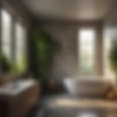 Tranquil Bathroom Space A tranquil bathroom space with ambient lighting and greenery