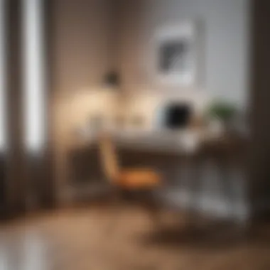Minimalist corner desk design harmonizing with bedroom decor