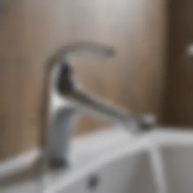 Close-up of a faucet installation demonstrating reach considerations