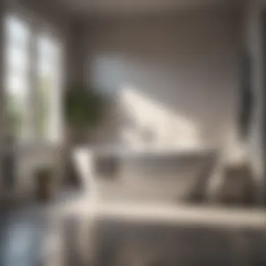 Elegant Bathtub in a Stylish Bathroom Stylish bathroom featuring an elegant bathtub and overflow drain