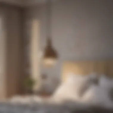 Elegant Bedroom Pendant Light Elegant bedroom pendant light hanging above a bed