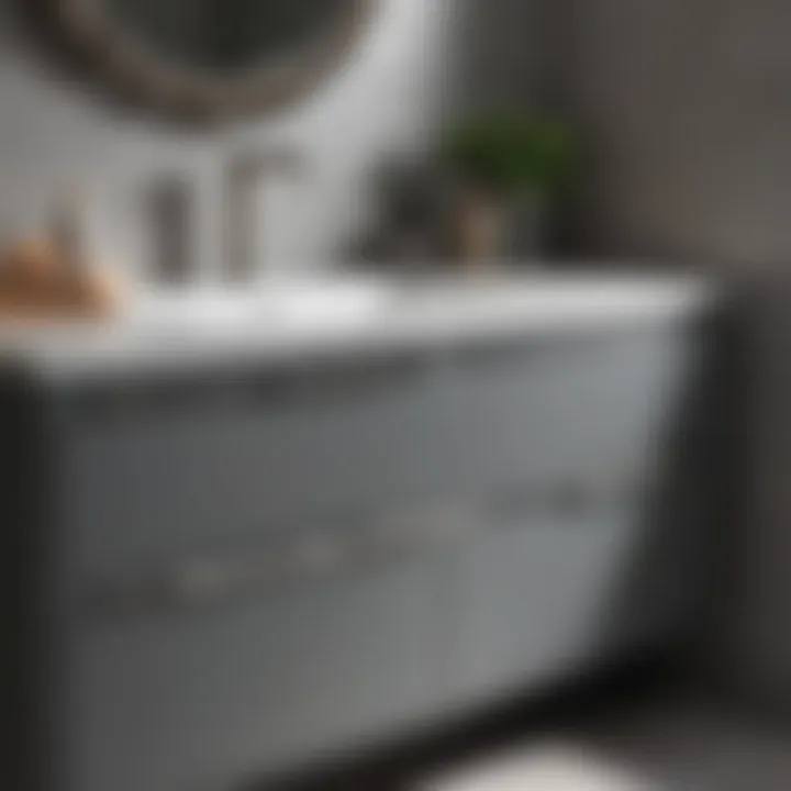 Close-up of gray vanity materials showcasing texture and finish