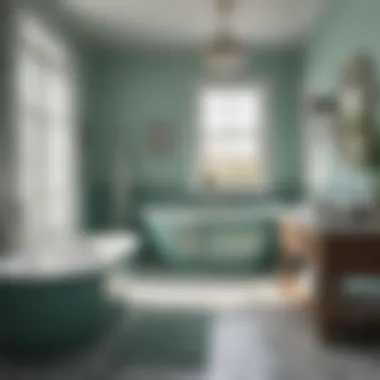 A beautifully designed bathroom featuring sea green color palette