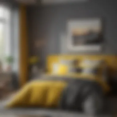 Color Balance in Bedroom Decor Balancing vibrant yellow with calming grey in design